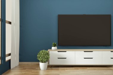 Zen modern boş oda janapese minimal tasarımlar, 3d Tv kabini