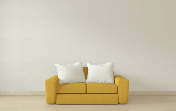 Інтер'єр плакату маскує вітальню з жовтим диваном рукою shair.3 — стокове фото