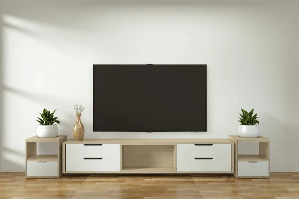 Zen modern boş oda japon minimal des Tv dolap kadar Mock up