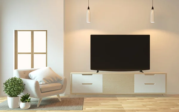 Mock up Tv cabinet in zen modern empty room jepang minimal des — Stok Foto