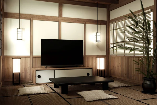 Mock up jepang living zen design.3D rendering — Stok Foto