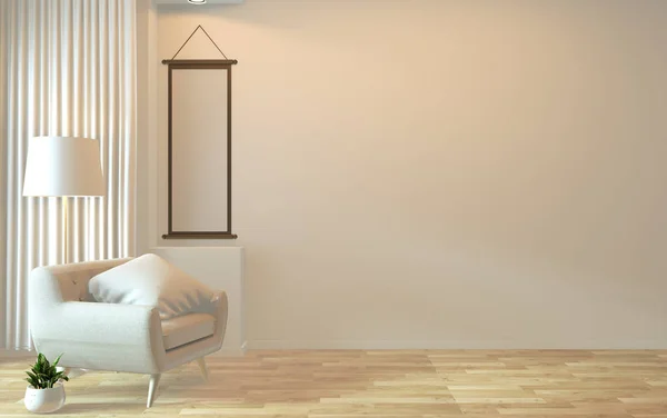 Televizní skříň v moderní prázdné místnosti japonský-Zen styl, minimální des — Stock fotografie