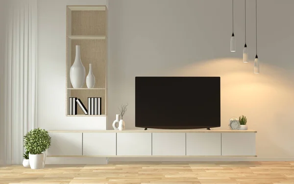 Mock up Tv cabinet in zen modern empty room japanese minimal des