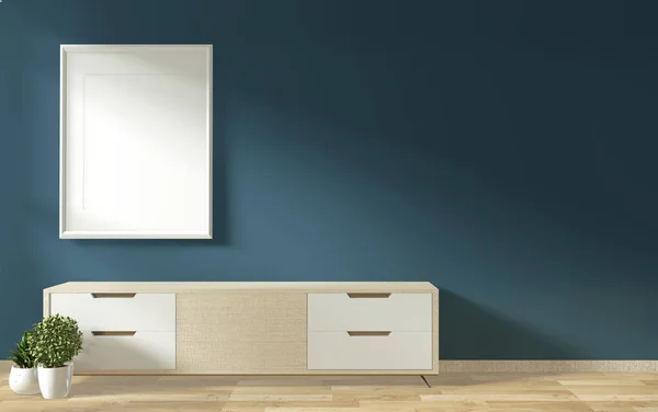 Tv cabinet in zen modern empty room janapese minimal designs, 3d