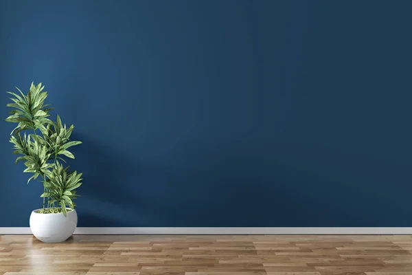 Ekran Boş lacivert oda iç 3d render