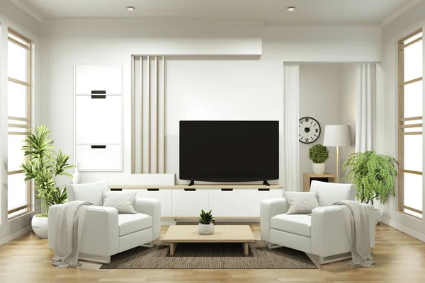 cabinet in zen modern empty room minimal designs, 3d rendering
