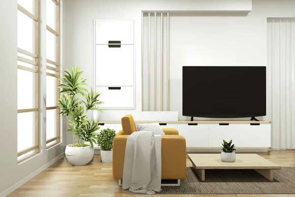 Cabinet in zen modern empty room minimal designs, 3d rendering — Stock Photo, Image