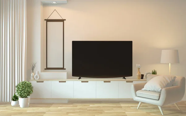 Gabinete de televisión en la habitación moderna vacía japonés - zen style, minimal des — Foto de Stock