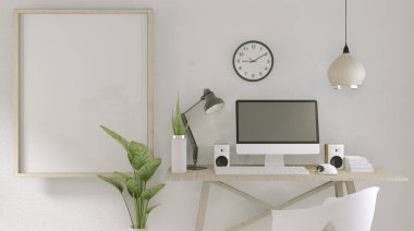 boş ekran ve ofis odasında dekorasyon ile bilgisayar alay u