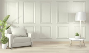 Empty modern contemporary room and design wall with molding, sof clipart