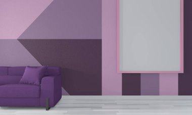 Mor oda Geometrik Duvar Sanat Boya Tasarım renk tam Fikirler 