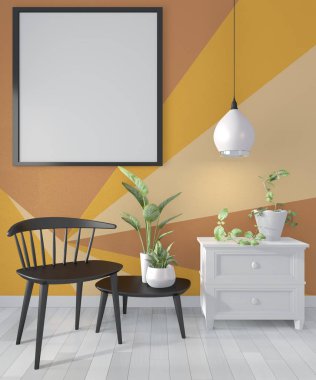 Sarı ve turuncu oda Geometrik Duvar Sanatı Boya Tasarımı Fikirleri 