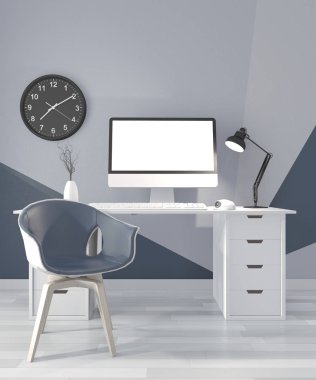 Ofis odası mavi Geometrik Duvar Sanat Boya Tasarım renk Fikirleri 