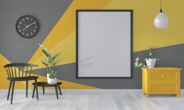 Siyah ve sarı oda Geometrik Duvar Sanatı Boya Tasarımı c Fikirleri