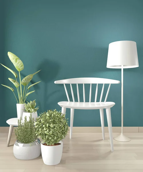 Finta sedia bianca e decorazione in moderno vuoto ro verde scuro — Foto Stock