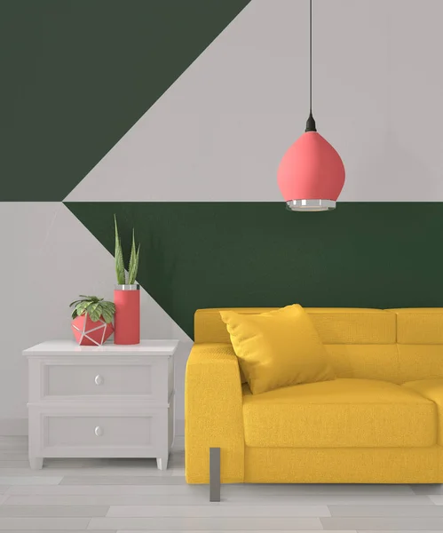 Ideeën van groene kamer geometrische Wall Art verf ontwerp kleur volledige s — Stockfoto