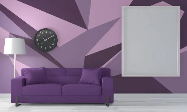 Idéias de roxo quarto geométrico parede arte pintura Design cor cheia — Fotografia de Stock