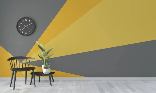 아이디어 의 검은 색과 노란색 방 기하학적 벽 예술 페인트 디자인 벽 — 스톡 사진