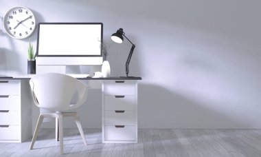 Beyaz rahat tasarım ve dekoratör ile poster ofis kadar Mock