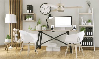 Ofis roo boş ekran ve dekorasyon ile bilgisayar kadar Mock