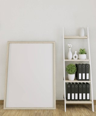 Oda üzerinde dekorasyon ile poster çerçeve ofis mock up desi