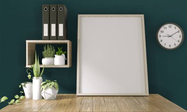 Oda tasarımı ile üst masa ofis mock up.