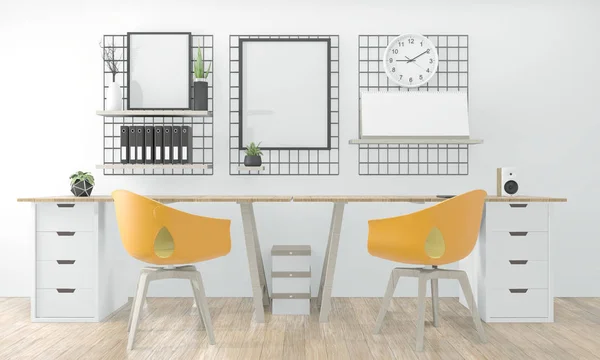 흰색 방 Z에 나무 편안한 사무실과 장식의 아이디어 — 스톡 사진