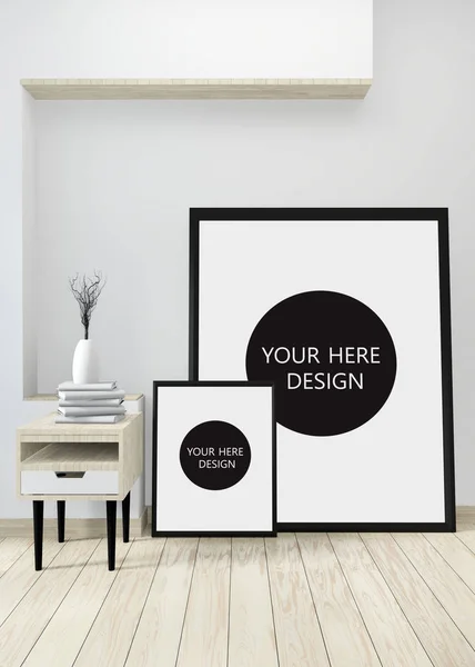 idea of mock up poster frame and cabinet zen style on room moder