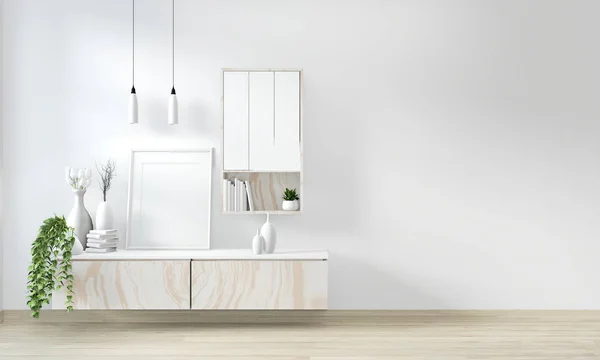Mock up cabinet in modern white room Japanese - zen style,minima