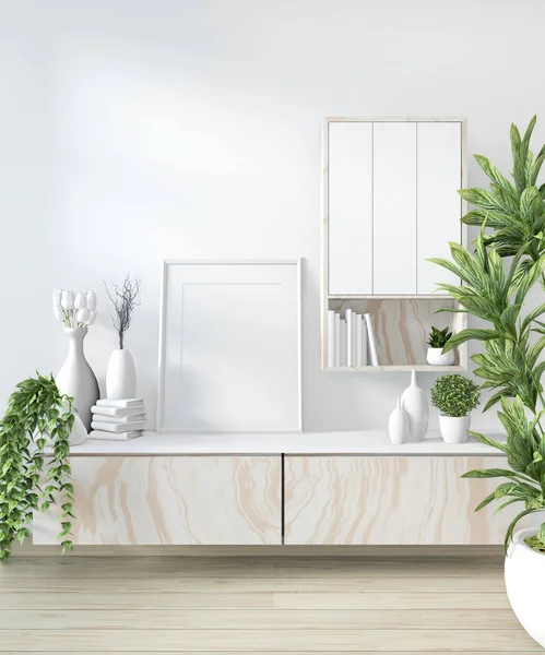Mock up cabinet in modern white room Japanese - zen style,minima