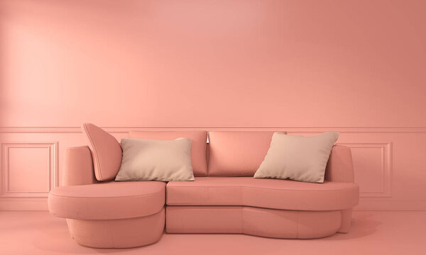 Living coral room inetrior with Sofa and decoration color living