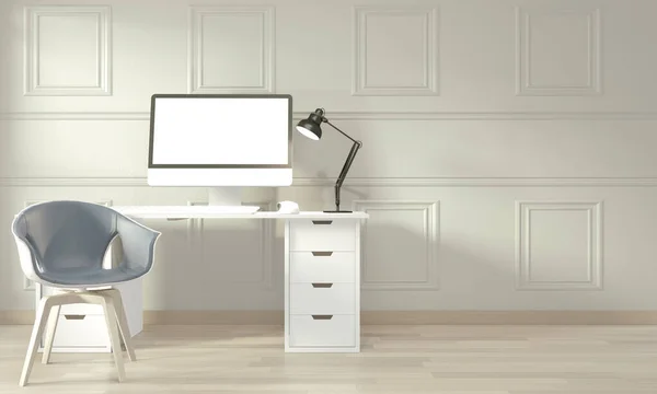 Fehér modern nappali gúnyolódni belsőépítészeti .3d renderelés — Stock Fotó