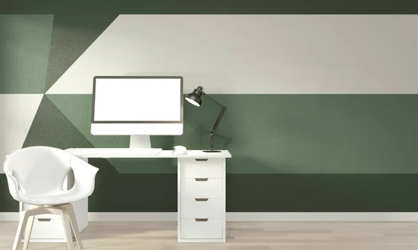 客厅绿室几何墙体艺术涂料设计色彩的设想 — 图库照片