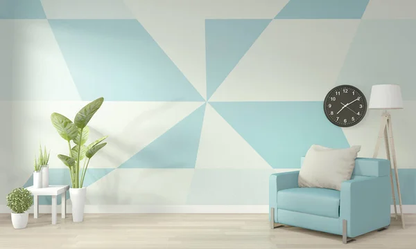Açık mavi ve beyaz oturma odası fikirleri Geometrik Duvar Sanatı Pai