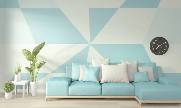 Ideas of light blue and white living room Geometric Wall Art Pai — Stock Photo, Image