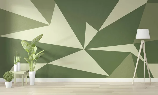 Ideas de la sala de estar verde Geométrica de la pared Arte Pintar Color de diseño — Foto de Stock