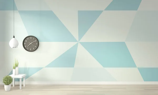 浅蓝色和白色客厅的概念几何图形墙面艺术 — 图库照片