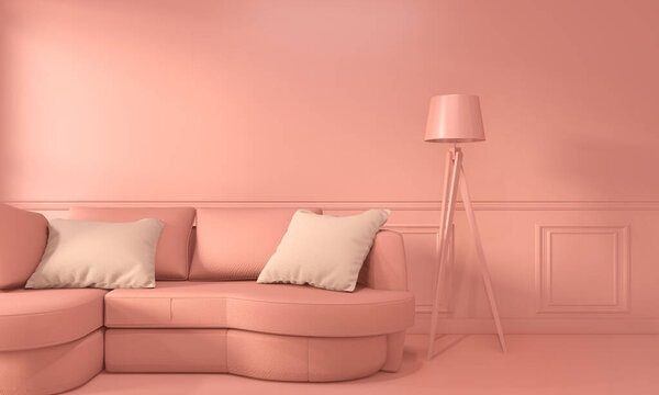 Living coral room inetrior with Sofa and decoration color living