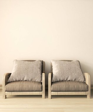 Wooden armchair zen style on room zen japanese design wooden flo clipart
