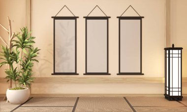 Ryokan oda tasarımı çok Japon tarzı 3D tasarım.