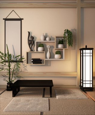 Ryokan oda tasarımı çok Japon tarzı 3D tasarım.
