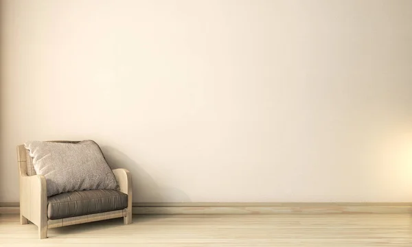 Sillón de madera estilo zen en la habitación zen diseño japonés flo de madera —  Fotos de Stock