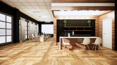 Ofisteki masasını kurgula. 3d oluşturma