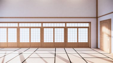 Büyük boş oda. İç mimari 3D görüntüleme.