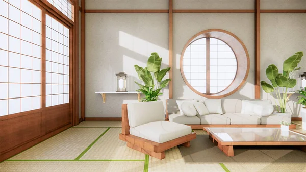 Gaya Sofa Jepang Pada Kamar Jepang Dan Latar Belakang Putih — Stok Foto