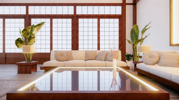 Gaya Sofa Jepang Pada Kamar Jepang Dan Latar Belakang Putih — Stok Foto