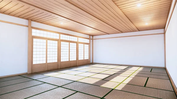 Salle Japonaise Tropical Style Intérieur Grande Pièce Vide Intérieur Mock — Photo