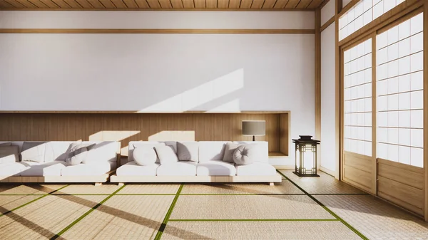 Sofá Estilo Japonês Quarto Japão Fundo Branco Fornece Uma Janela — Fotografia de Stock