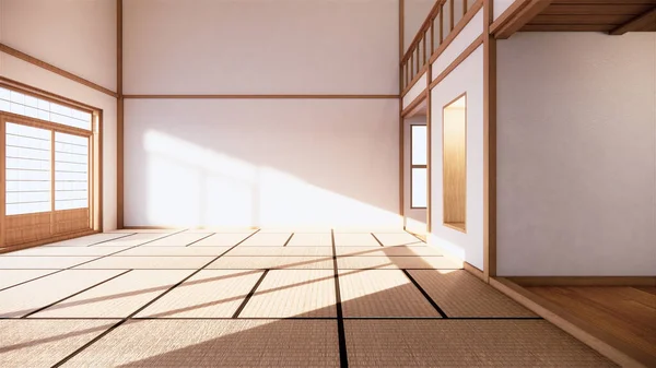 Interiér Prvního Patra Japonském Stylu Dvoupatrovém Domě Vykreslování — Stock fotografie
