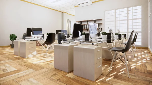 Bürogeschäft Schöner Großer Büroraum Und Konferenztisch Moderner Stil Rendering — Stockfoto